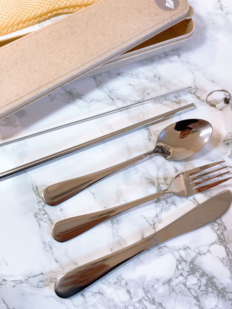 NUDE Travel Reuseable Cutlery Set Stainless Steel In Carry Case
